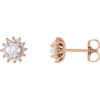 White Diamond Earrings in 14 Karat Rose Gold 1/2 Carat Diamond Halo-Style Earrings