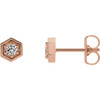 14 Karat Rose Gold 0.12 Carat Diamond Hexagon Stud Earrings
