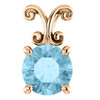 14 Karat Rose Gold 6mm Round Aquamarine Gem Pendant