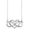 14 Karat White Gold 0.10 Carat Round Genuine Diamond Infinity Heart Necklace