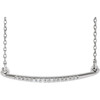 Genuine 14 Karat White Gold .05 Carat Diamond Curved Bar 16 inch Necklace