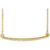 14 Karat Yellow Gold Gold .05 Carat Diamond Curved Bar 16 inch Necklace