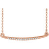 14 Karat Rose Gold Gold .05 Carat Diamond Curved Bar 16 inch Necklace