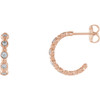 14 Karat Rose Gold 0.20 Carat Diamond Beaded Hoop Earrings