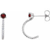 Red Garnet Gems set in Sterling Silver Mozambique Garnet and 0.16 Carat Diamond Hoop Earrings