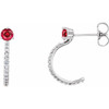 Platinum Ruby and 0.16 Carat Diamond Hoop Earrings
