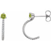 Platinum Peridot and 0.16 Carat Diamond Hoop Earrings