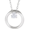 Platinum 0.10 Carat Diamond Circle 16 inch Necklace