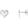 Shop Sterling Silver 0.10 Carat Diamond Heart Stud Earrings