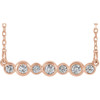 Real Diamond Necklace in 14 Karat Rose Gold 0.20 Carat Diamond Bezel Set Bar 16 inch Necklace