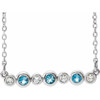 Sterling Silver Aquamarine Gem and .08 Carat Diamond Bezel Set Bar 16 to 18 inch Necklace