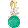 14 Karat Yellow Gold Lab Created Emerald and 0.10 Carat Diamond Pendant