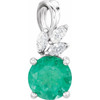 Lab Created Sterling Silver Lab Created Emerald and 0.10 Carat Diamond Pendant