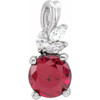 Sterling Silver Lab Created Ruby and 0.10 Carat Diamond Pendant