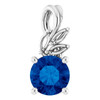 Sterling Silver Lab Created Sapphire and 0.10 Carat Diamond Pendant