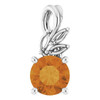 Golden Citrine Pendant in Sterling Silver Citrine and 0.10 Carat Diamond Pendant