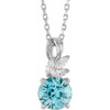 Genuine Zircon Necklace in Sterling Silver Genuine Zircon and 0.10 Carat Diamond 16 18 inch Necklace