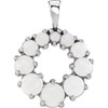 14 Karat White Gold Opal Halo Style Pendant
