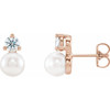 14 Karat Rose Gold Freshwater Cultured Pearl and 0.50 Carat Diamond Earrings