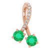 14 Karat Rose Gold Lab Created Emerald and .05 Carat Diamond Pendant