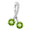 14 Karat White Gold Peridot and .05 Carat Diamond Pendant
