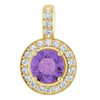 14 Karat Yellow Gold Amethyst and 0.20 Carat Diamond Pendant