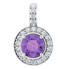 14 Karat White Gold Amethyst and 0.20 Carat Diamond Pendant