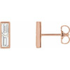 14 Karat Rose Gold 0.75 Carat Diamond Bar Earrings