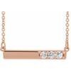 Genuine Diamond Necklace in 14 Karat Rose Gold 0.20 Carat Diamond Bar 16 inch Necklace