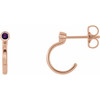 Genuine Amethyst Earrings in 14 Karat Rose Gold 2 mm Round Amethyst Bezel-Set Hoop Earrings