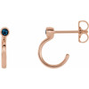 14 Karat Rose Gold 2 mm Round Lab Created Alexandrite Bezel Set Hoop Earrings