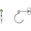 14 Karat White Gold 3 mm Round Peridot Bezel Set Hoop Earrings