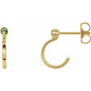 14 Karat Yellow Gold 3 mm Round Peridot Bezel Set Hoop Earrings