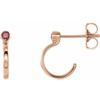 14 Karat Rose Gold 3 mm Round Ruby Bezel Set Hoop Earrings