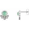 Green Chrysoprase Earrings in 14 Karat White Gold Chrysoprase and 0.13 Carat Diamond Earrings