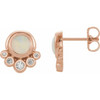 Fire Opal Earrings in 14 Karat Rose Gold Opal and 0.13 Carat Diamond Earrings