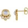 14 Karat Yellow Gold Moonstone and .125 Carat Diamond Earrings