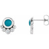 Sterling Silver Turquoise and 0.13 Carat Diamond Earrings