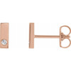 14 Karat Rose Gold .03 Carat Diamond Bar Earring