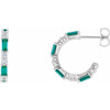 14 Karat White Gold Emerald and 0.50 Carat Diamond Earrings