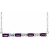 Amethyst Necklace in 14 Karat White Gold Amethyst and 0.20 Carat Diamond Bar 16 inch Necklace
