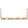 Golden Citrine Necklace in 14 Karat Rose Gold Citrine and 0.20 Carat Diamond Bar 16 inch Necklace