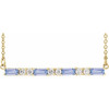 Tanzanite Necklace in 14 Karat Yellow Gold Tanzanite and 0.20 Carat Diamond Bar 16 inch Necklace