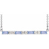 Genuine Tanzanite Necklace in Sterling Silver Tanzanite and 0.20 Carat Diamond Bar 16 inch Necklace