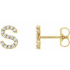 14 Karat Yellow Gold .05 Carat Diamond Single Initial S Earring