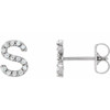 Sterling Silver .05 Carat Diamond Single Initial S Earring