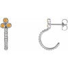 Platinum Citrine and 0.25 Carat Diamond J Hoop Earrings