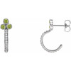 Platinum Peridot and 0.25 Carat Diamond J Hoop Earrings