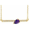 Amethyst Necklace in 14 Karat Yellow Gold Amethyst and 0.10 Carat Diamond 16 inch Necklace