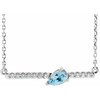 14 Karat White Gold Aquamarine Gem and 0.10 Carat Diamond 16 inch Necklace